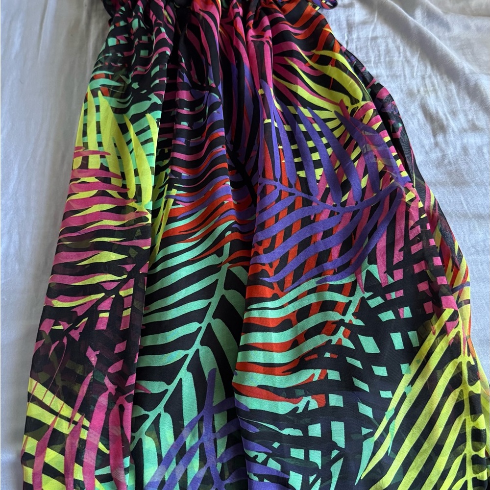 Vibrant Multicolor Tropical Print Skirt